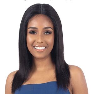 18 inch straight lace wig virgin human hair natural dark color Women's Wig